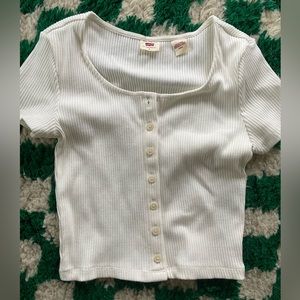 Levis short sleeve ribbed white top size small